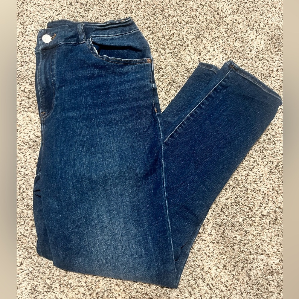 Express High Waisted FlexX Medium Wash Skinny Jeans